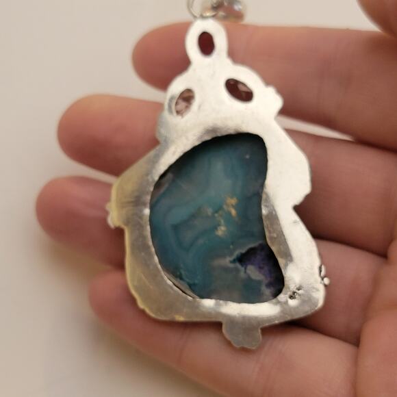 Sterling Silver Geode Pendant Necklace with Amethyst, 20-Inch Natural Jewelry - Picture 10 of 10